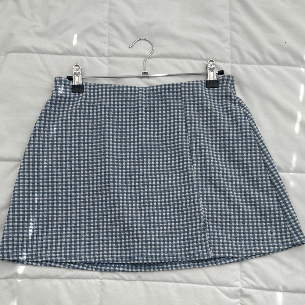 American Eagle Outfitters Blue and White Gingham Mini Skirt